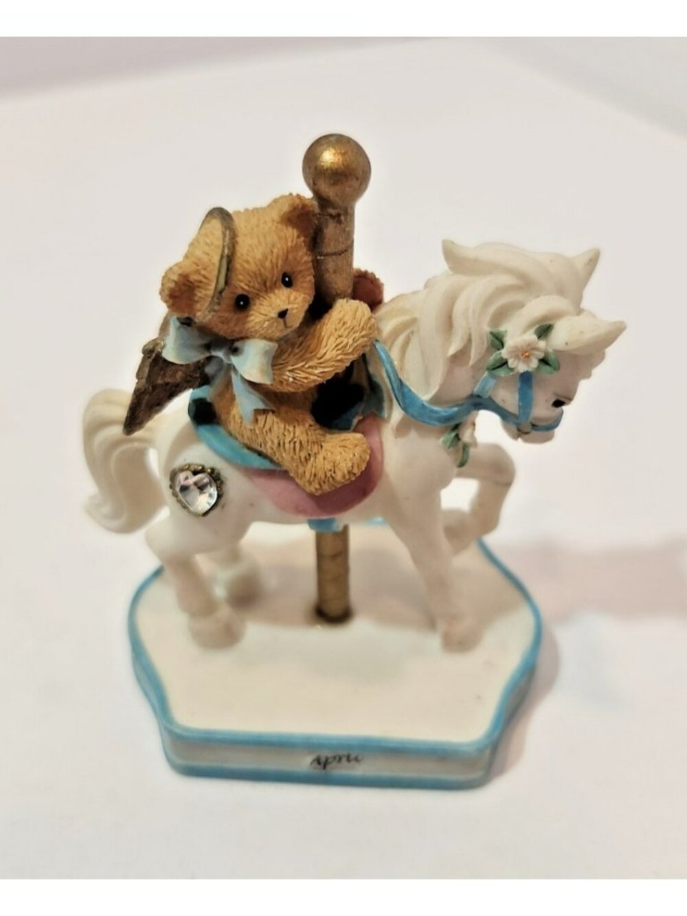 Enesco Cherished Teddies April Monthly Carousel Figurine 755257